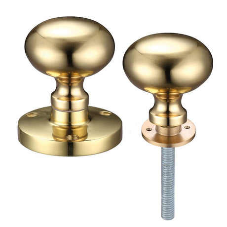 High quality image of the Zoo Hardware - Zoo Mushroom Rim Knob 61.5mm Rose dia. 52mm dia knob - Polished Brass | Sku. zcb35r | available to order from Trade Door Handles.