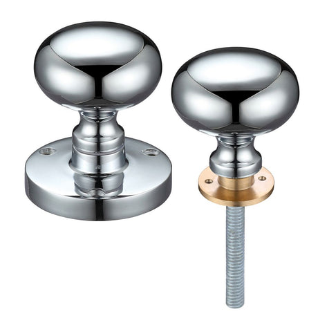 High quality image of the Zoo Hardware - Zoo Mushroom Rim Knob 61.5mm Rose dia. 52mm dia knob - Polished Chrome | Sku. zcb35rcp | available to order from Trade Door Handles.
