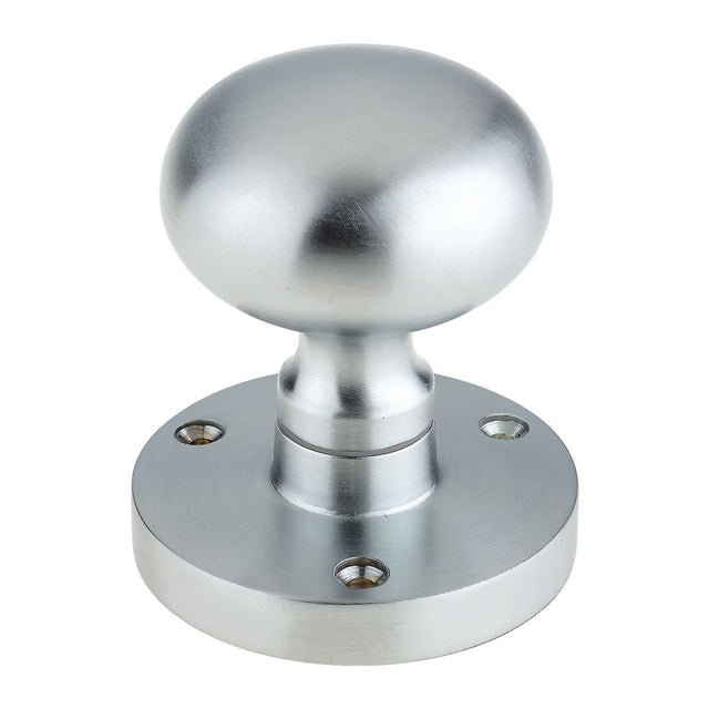 High quality image of the Zoo Hardware - Zoo Mushroom Mortice Knob 61.5mm Rose dia. 52mm dia knob - Satin Chrome | Sku. zcb35sc | available to order from Trade Door Handles.