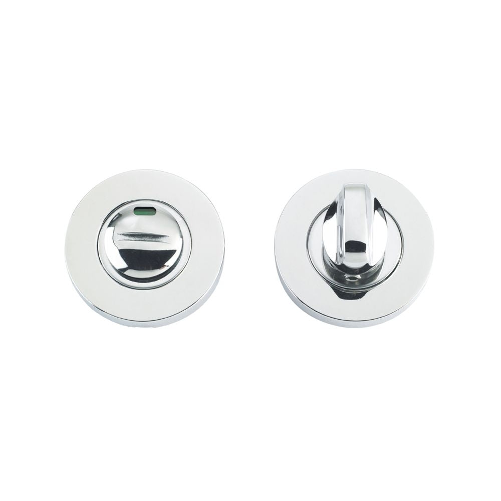 High quality image of the Zoo Hardware - Turn and Release complete with escutcheon c/w Indicator and 5mm spindle - 52mm Rose - Grade 304 - Polished Stainless Steel | Sku. zcs004ips | available to order from Trade Door Handles.