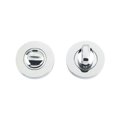 High quality image of the Zoo Hardware - Turn and Release complete with escutcheon c/w Indicator and 5mm spindle - 52mm Rose - Grade 304 - Polished Stainless Steel | Sku. zcs004ips | available to order from Trade Door Handles.
