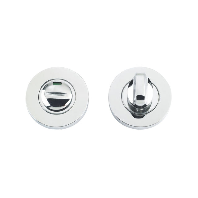 High quality image of the Zoo Hardware - Turn and Release complete with escutcheon c/w Indicator and 5mm spindle - 52mm Rose - Grade 304 - Polished Stainless Steel | Sku. zcs004ips | available to order from Trade Door Handles.