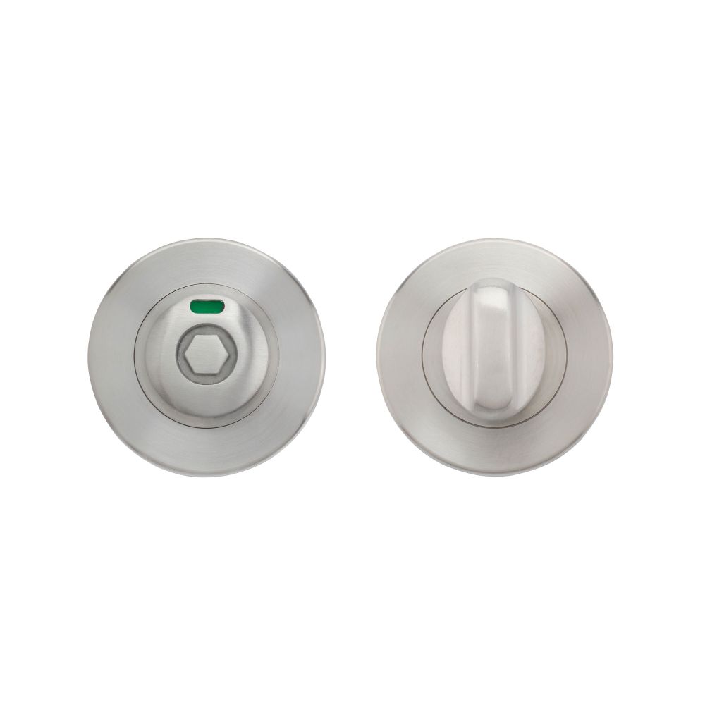 High quality image of the Zoo Hardware - Turn and HEX Release with Indicator on 52mm rose- Push On Cover - 5mm spindle - Grade 304 - SSS | Sku. zcs004iss-hex | available to order from Trade Door Handles.