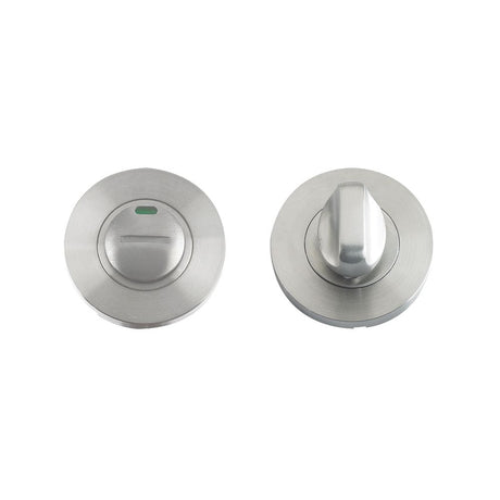 High quality image of the Zoo Hardware - Turn and Release with Indicator complete with escutcheon and 5mm spindle - 52mm Rose - Grade 304 - Stain Stainless Steel | Sku. zcs004iss | available to order from Trade Door Handles.