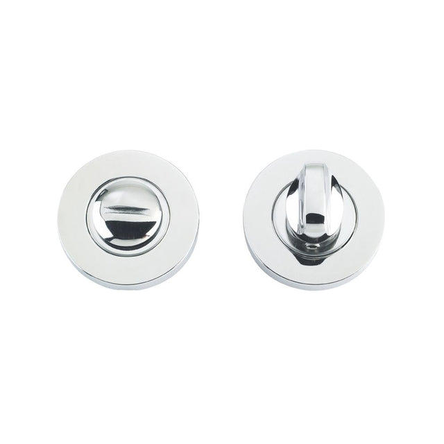 High quality image of the Zoo Hardware - Turn and Release complete with escutcheon and 5mm spindle - 52mm Rose - Grade 304 - Polished Stainless Steel | Sku. zcs004ps | available to order from Trade Door Handles.