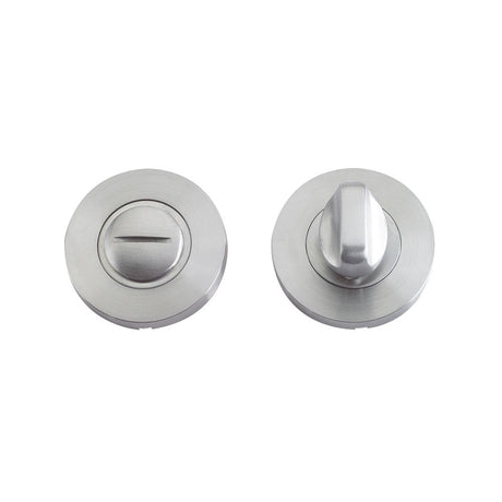 High quality image of the Zoo Hardware - Turn and Release complete with escutcheon and 5mm spindle - 52mm Rose - Grade 304 - Stain Stainless Steel | Sku. zcs004ss | available to order from Trade Door Handles.