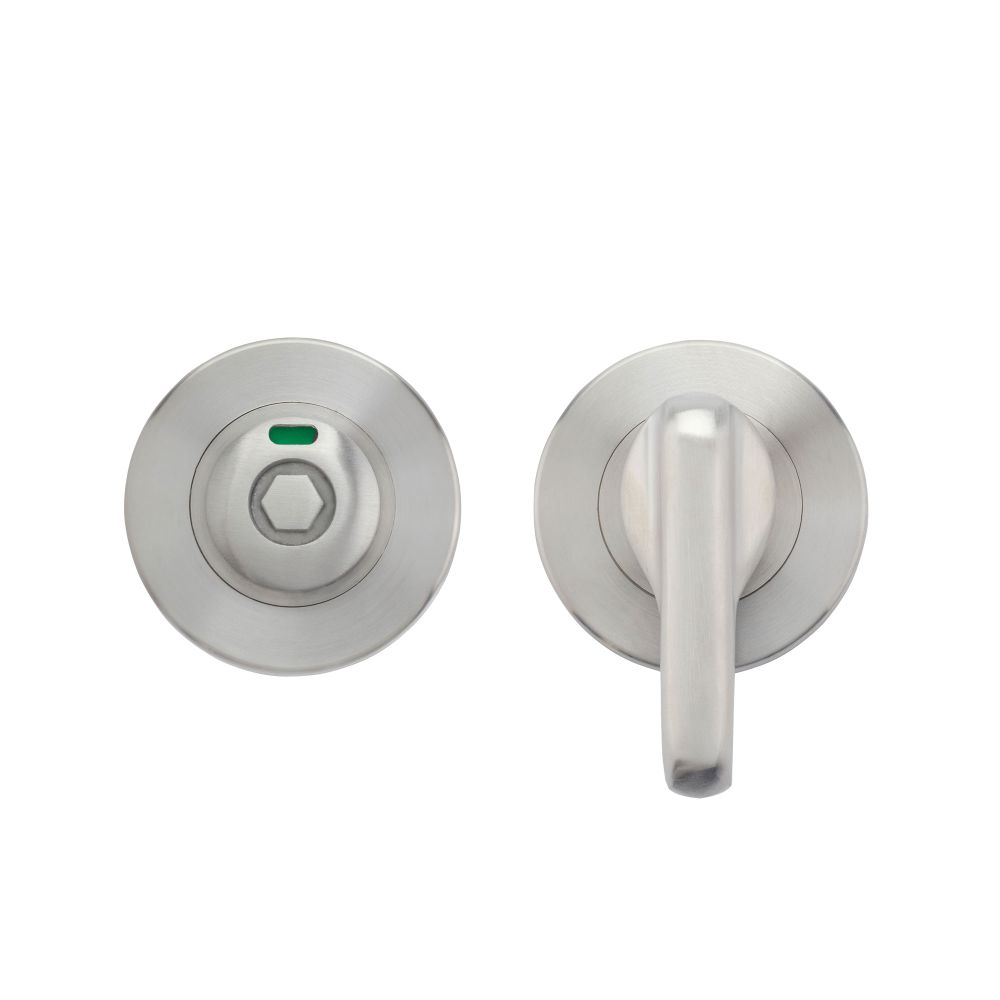 High quality image of the Zoo Hardware - Accessible Turn and HEX Release with Indicator on 52mm rose- Push On Cover - 5mm spindle - Grade 304 - SSS | Sku. zcs006iss-hex | available to order from Trade Door Handles.