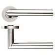 High quality image of the Zoo Hardware - 19mm Mitred Lever on Round Rose - Grade 304 - Polished Stainless Steel | Sku. zcs010ps | available to order from Trade Door Handles.