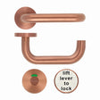 High quality image of the Zoo Hardware - 19mm Lift to Lock Tubular Return to Door Lever set -Push On Rose - Grade 304 - PVD Satin Bronze | Sku. zcs030ll-pvdbz | available to order from Trade Door Handles.