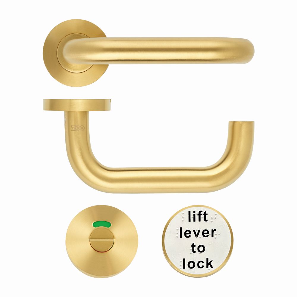 High quality image of the Zoo Hardware - 19mm Lift to Lock Tubular Return to Door Lever set -Push On Rose - Grade 304 - PVDSB | Sku. zcs030ll-pvdsb | available to order from Trade Door Handles.