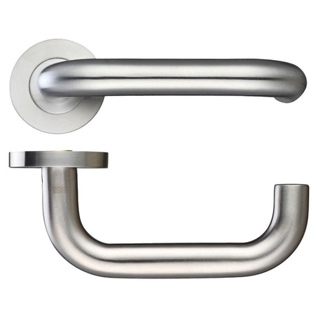 High quality image of the Zoo Hardware - 19mm Tubular Return to Door Lever -Push On Rose - Grade 304 - Stain Stainless Steel | Sku. zcs030ss | available to order from Trade Door Handles.