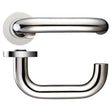 High quality image of the Zoo Hardware - 22mm Return to Door Lever on Round Rose - Polished Stainless Steel | Sku. zcs080ps | available to order from Trade Door Handles.