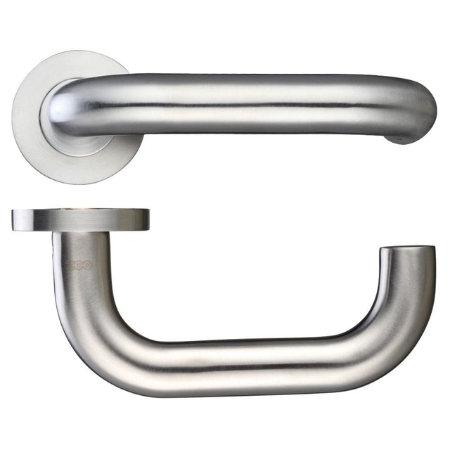 High quality image of the Zoo Hardware - 22mm Return to Door Lever - Push On Rose - Grade 304 - Stain Stainless Steel | Sku. zcs080ss | available to order from Trade Door Handles.