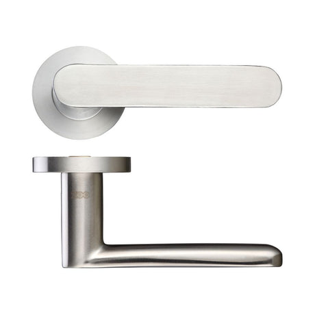 High quality image of the Zoo Hardware - Atlas Lever on Round Rose - Stain Stainless Steel | Sku. zcs090ss | available to order from Trade Door Handles.