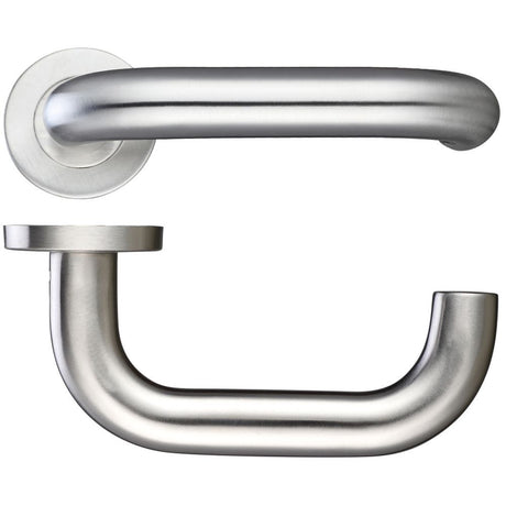 High quality image of the Zoo Hardware - 22mm Return to Door Lever - Push On Rose - 52mm Dia - Grade 201 - Stain Stainless Steel | Sku. zcs2080ss | available to order from Trade Door Handles.