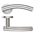 High quality image of the Zoo Hardware - 19mm Arched T-Bar Lever - Push On Rose - 52mm Dia - Grade 201 - Stain Stainless Steel | Sku. zcs2120ss | available to order from Trade Door Handles.