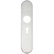 High quality image of the Zoo Hardware - Radius Cover plate for 19 mm and 22mm RTD Lever on Backplate - Euro Profile 47.5mm - Stain Stainless Steel | Sku. zcs31eprss | available to order from Trade Door Handles.
