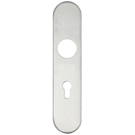 High quality image of the Zoo Hardware - Radius Cover plate for 19 mm and 22mm RTD Lever on Backplate - Din Euro Profile/72mm Centres - SSS | Sku. zcs31eprss72 | available to order from Trade Door Handles.