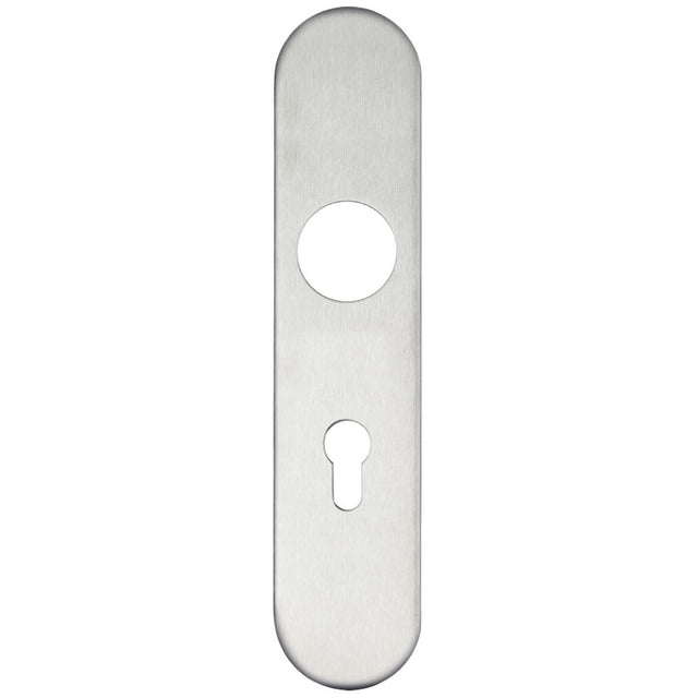 High quality image of the Zoo Hardware - Radius Cover plate for 19 mm and 22mm RTD Lever on Backplate - Din Euro Profile/72mm Centres - SSS | Sku. zcs31eprss72 | available to order from Trade Door Handles.
