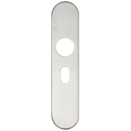 High quality image of the Zoo Hardware - Radius Cover plate for 19 mm and 22mm RTD Lever on Backplate - Oval Profile 48.5mm - Stain Stainless Steel | Sku. zcs31oprss | available to order from Trade Door Handles.