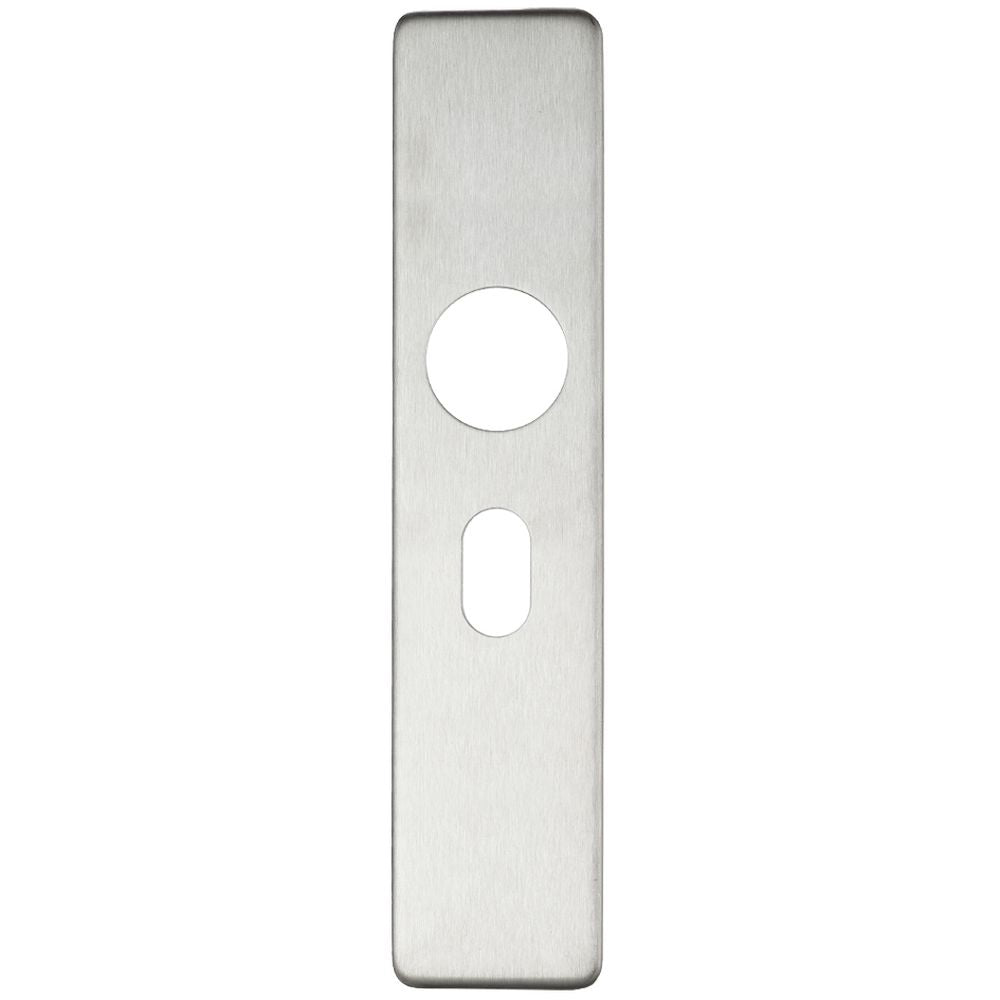High quality image of the Zoo Hardware - Cover plate for 19 mm and 22mm RTD Lever on Backplate - Oval Profile 48.5mm - Polished Stainless Steel | Sku. zcs31opss | available to order from Trade Door Handles.