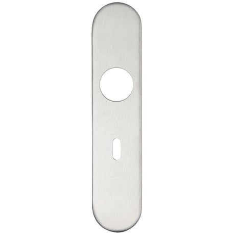 High quality image of the Zoo Hardware - Radius Cover plate for 19 mm and 22mm RTD Lever on Backplate - Lock 57mm - Stain Stainless Steel | Sku. zcs31rss | available to order from Trade Door Handles.