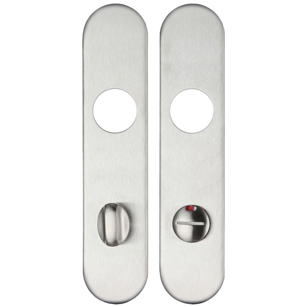 High quality image of the Zoo Hardware - Radius Cover plate for 19 mm and 22mm RTD Lever on Backplate - Din Bathroom/78mm Centres - SSS | Sku. zcs33rss78 | available to order from Trade Door Handles.