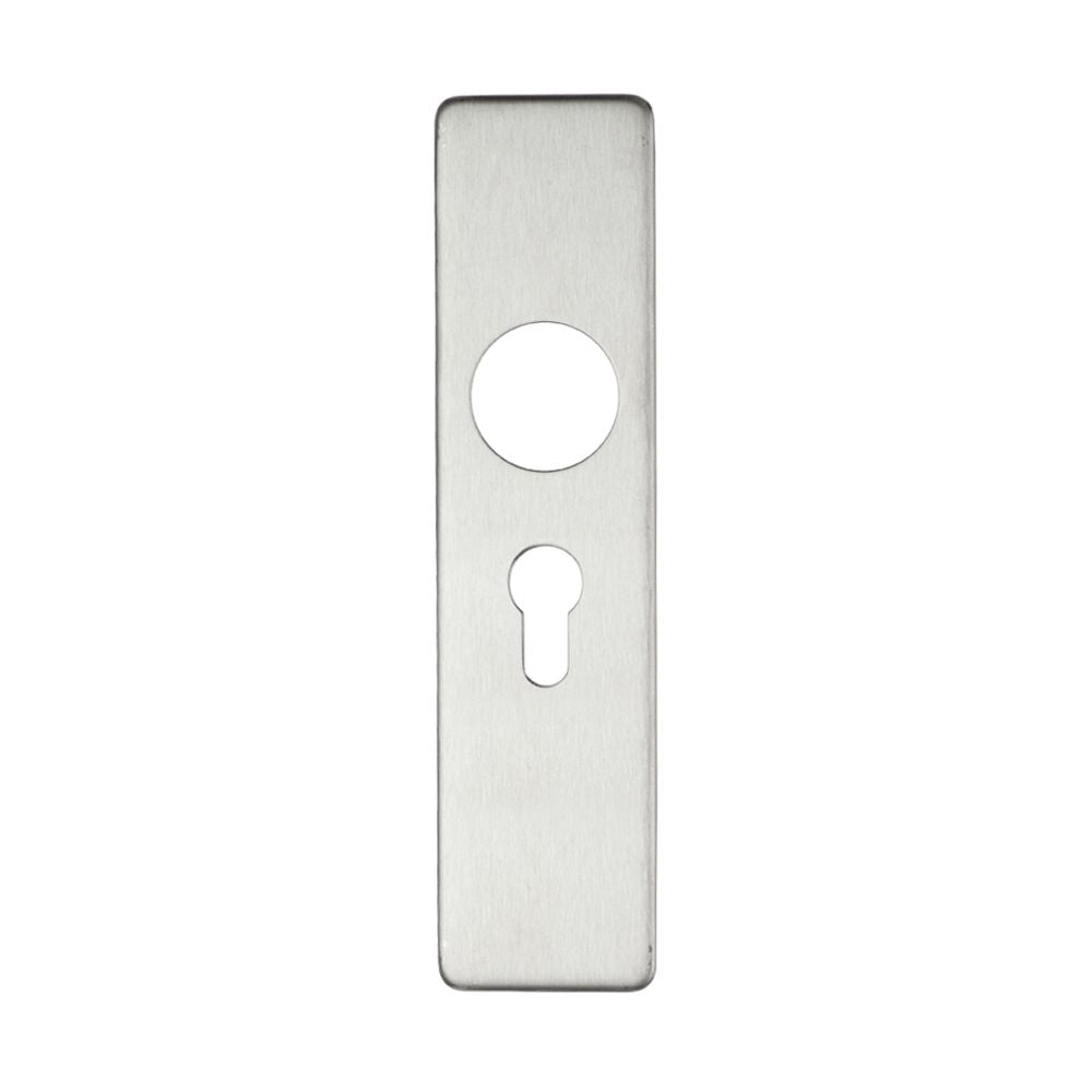 High quality image of the Zoo Hardware - Cover plate for 19 mm RTD Lever on Short Backplate - Euro Profile 47.5mm - 45mm x180mm - Polished Stainless Steel | Sku. zcs41epss | available to order from Trade Door Handles.