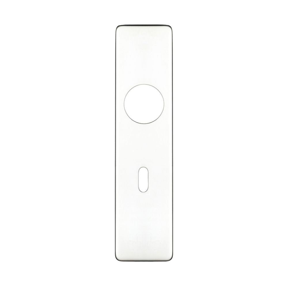 High quality image of the Zoo Hardware - Cover plate for 19 mm RTD Lever on Short Backplate - Lock 57mm - 45mm x 180mm - Polished Stainless Steel | Sku. zcs41ps | available to order from Trade Door Handles.