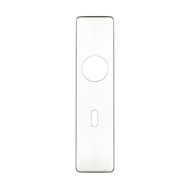 High quality image of the Zoo Hardware - Cover plate for 19 mm RTD Lever on Short Backplate - Lock 57mm - 45mm x 180mm - Polished Stainless Steel | Sku. zcs41ps | available to order from Trade Door Handles.