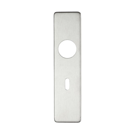 High quality image of the Zoo Hardware - Cover plate for 19 mm RTD Lever on Short Backplate - Lock 57mm - 45mm x 180mm - Stain Stainless Steel | Sku. zcs41ss | available to order from Trade Door Handles.