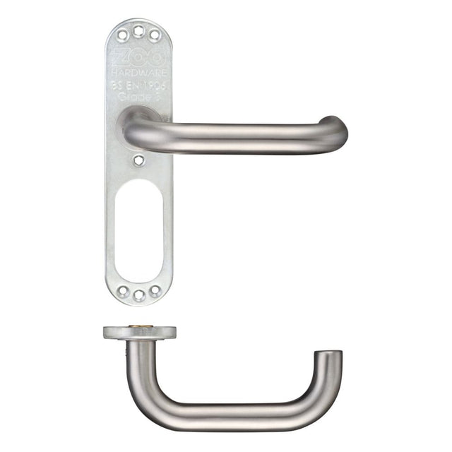 High quality image of the Zoo Hardware - 19mm Tubular Return to Door Lever on Inner Plate/Short Plate - Polished Stainless Steel | Sku. zcsip19sp | available to order from Trade Door Handles.