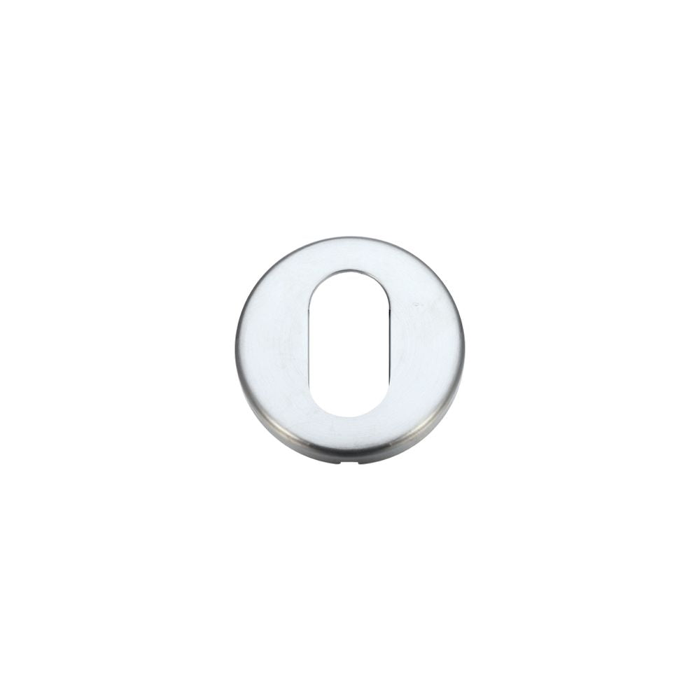 High quality image of the STANZA - Oval Profile Escutcheon 52mm dia - Satin Chrome | Sku. zcz003sc | available to order from Trade Door Handles.