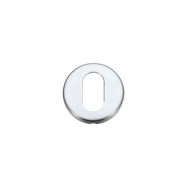 High quality image of the STANZA - Oval Profile Escutcheon 52mm dia - Satin Chrome | Sku. zcz003sc | available to order from Trade Door Handles.