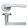 High quality image of the STANZA - Santiago Lever - Push On Rose -115mm x 65mm - Satin Chrome | Sku. zcz020sc | available to order from Trade Door Handles.