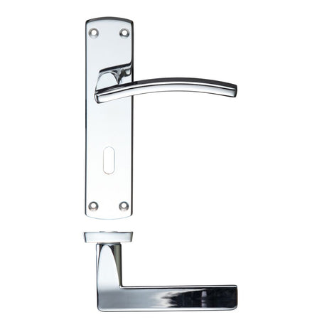 High quality image of the STANZA - Toledo Lever Lock (57mm c/c) On Backplate 170mm x 40mm - Polished Chrome | Sku. zcz031cp | available to order from Trade Door Handles.