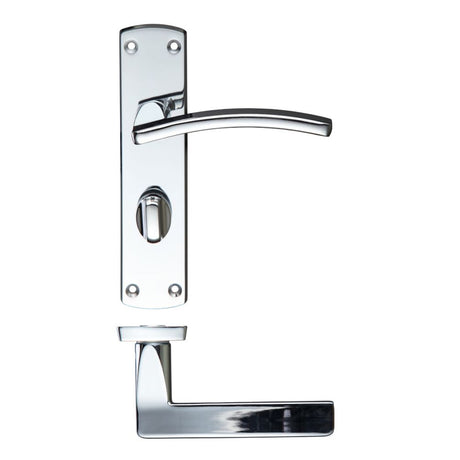 High quality image of the STANZA - Toledo Lever Bathroom (57mm c/c) On Backplate 170mm x 40mm - Polished Chrome | Sku. zcz033cp | available to order from Trade Door Handles.
