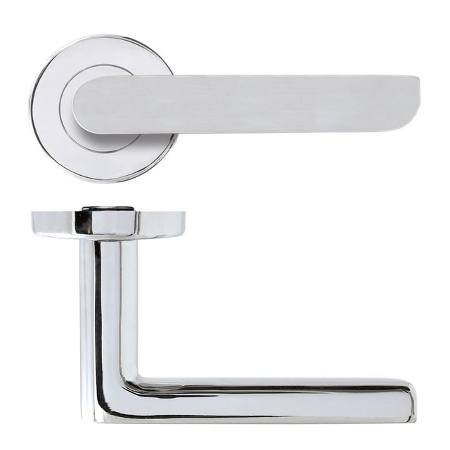 High quality image of the STANZA - Valencia Lever - Push On Rose - Satin Chrome/Polished Chrome | Sku. zcz040sccp | available to order from Trade Door Handles.