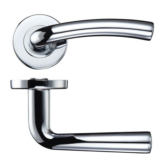 High quality image of the STANZA - Seville Lever - Push On Rose - Polished Chrome | Sku. zcz050cp | available to order from Trade Door Handles.