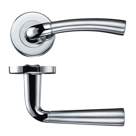 High quality image of the STANZA - Girona Lever - Push On Rose - Satin Chrome/Polished Chrome | Sku. zcz060sccp | available to order from Trade Door Handles.