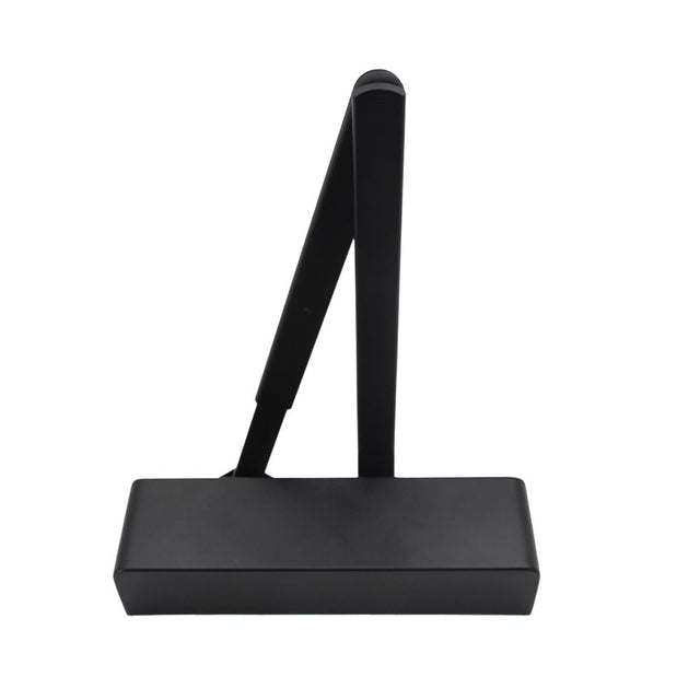 High quality image of the Zoo Hardware - Overhead Door Closer, Power Adjustable Size 2-4 + Matching Finish Armset/Fig 6 Bracket and Semi Radius Cover, Black Finish | Sku. zdc0024a-blk | available to order from Trade Door Handles.