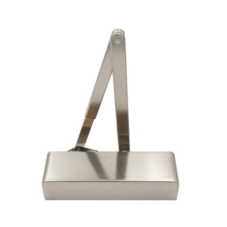 High quality image of the Zoo Hardware - Overhead Door Closer, Power Adjustable Size 2-4 + Matching Finish Armset/Fig 6 Bracket and Semi Radius Cover - Satin Nickel | Sku. zdc0024a-sn | available to order from Trade Door Handles.