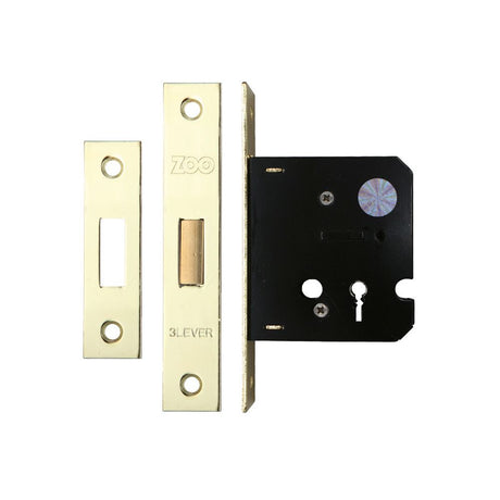 High quality image of the Zoo Hardware - 3 Lever Dead Lock 2.5" - smaller case - Electro Brass | Sku. zdc364eb | available to order from Trade Door Handles.