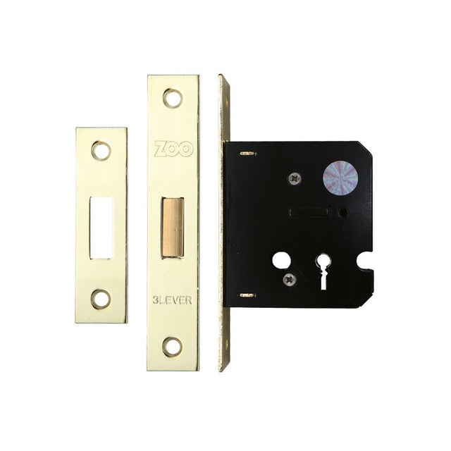 High quality image of the Zoo Hardware - 3 Lever Dead Lock 2.5" - smaller case - Electro Brass | Sku. zdc364eb | available to order from Trade Door Handles.