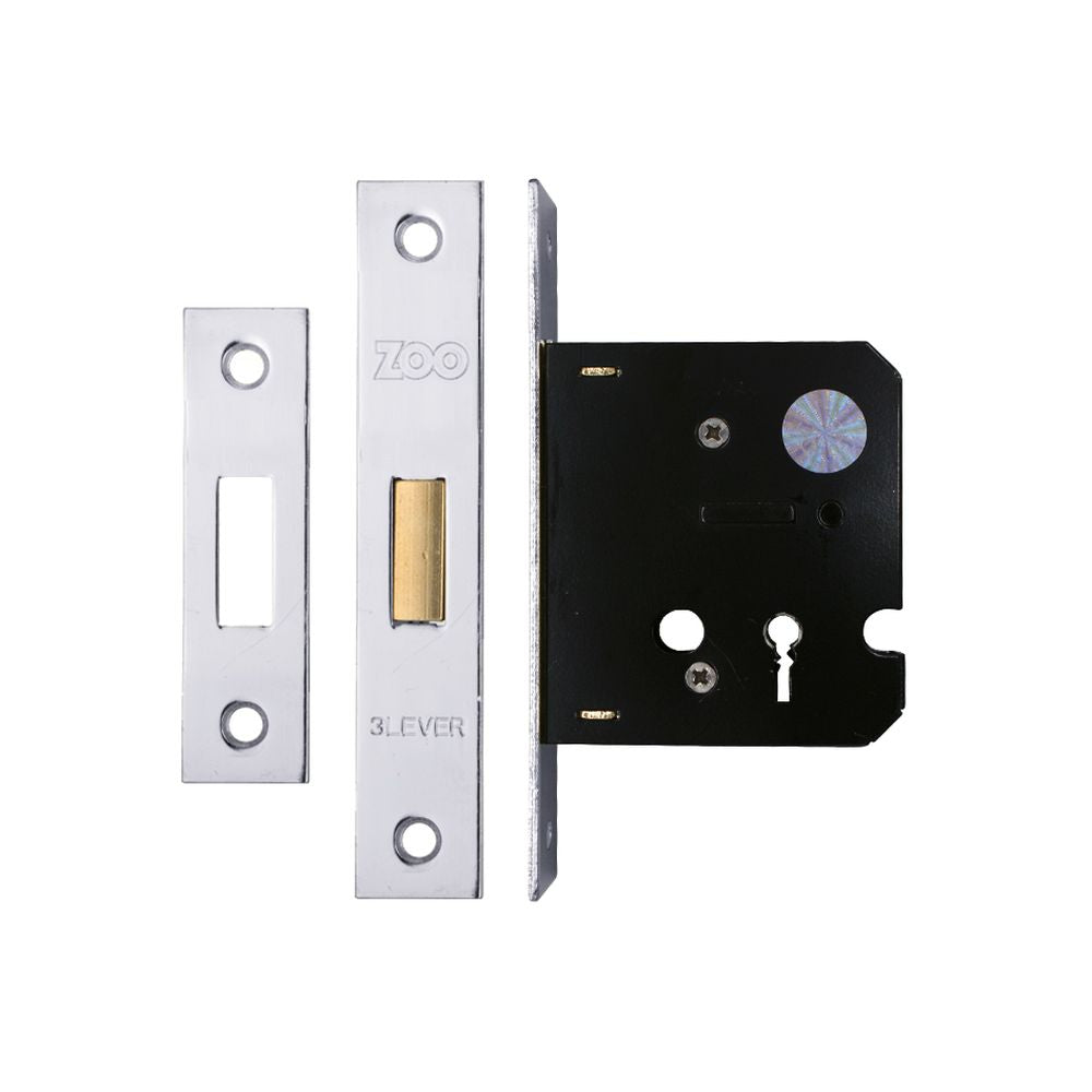 High quality image of the Zoo Hardware - 3 Lever Dead Lock 2.5" - smaller case - Nickel Plated | Sku. zdc364np | available to order from Trade Door Handles.