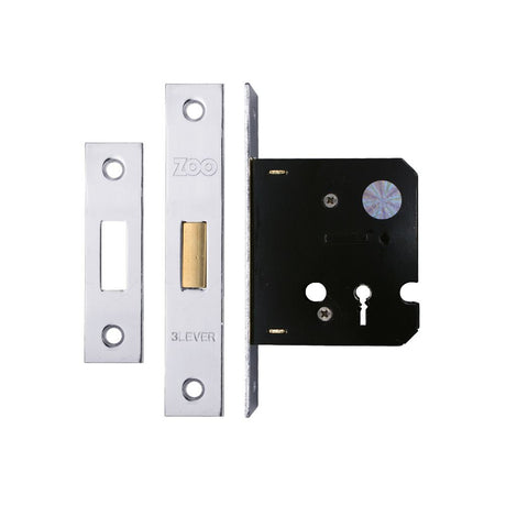 High quality image of the Zoo Hardware - 3 Lever Dead Lock 2.5" - smaller case - Nickel Plated | Sku. zdc364np | available to order from Trade Door Handles.