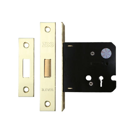 High quality image of the Zoo Hardware - 3 Lever Dead Lock 3" - smaller case - Electro Brass | Sku. zdc376eb | available to order from Trade Door Handles.