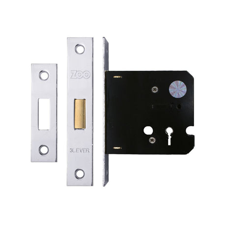 High quality image of the Zoo Hardware - 3 Lever Dead Lock 3" - smaller case - Nickel Plated | Sku. zdc376np | available to order from Trade Door Handles.