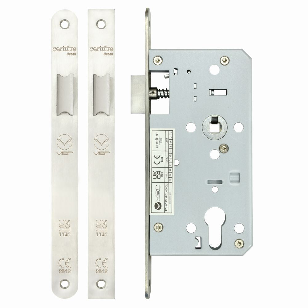 High quality image of the Vier - Din Latch - Backset 55mm Radius - Stain Stainless Steel | Sku. zdl0055lrss | available to order from Trade Door Handles.