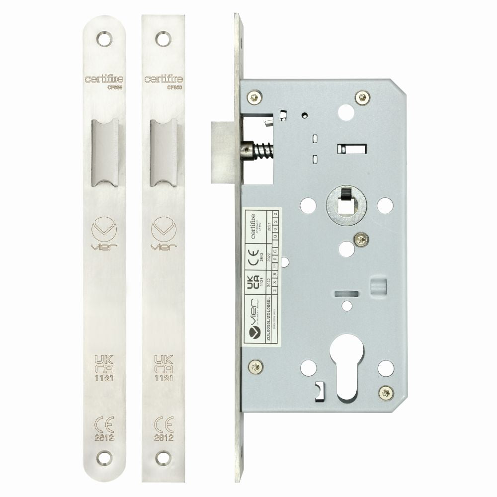 High quality image of the Vier - Din Latch - Backset 55mm - Stain Stainless Steel | Sku. zdl0055lss | available to order from Trade Door Handles.